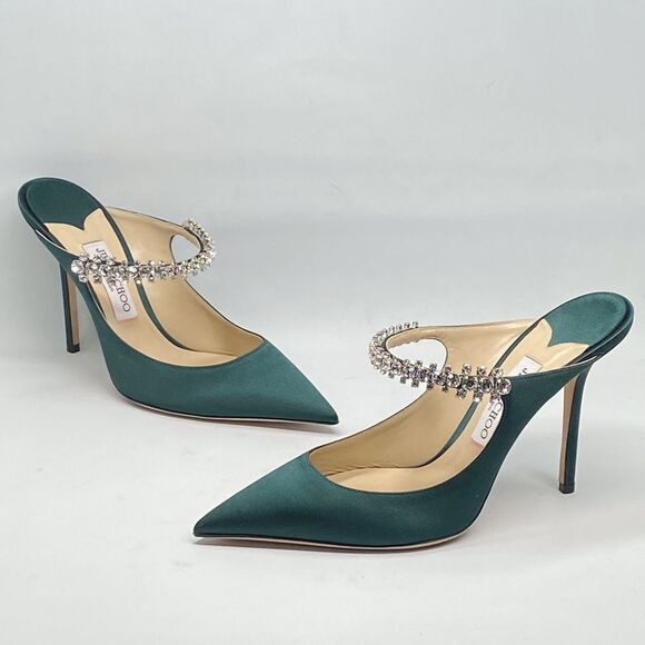 Jimmy Choo Bing 100 Satin Mules With Crystal Strap size 40.5 - Picture 13 of 16